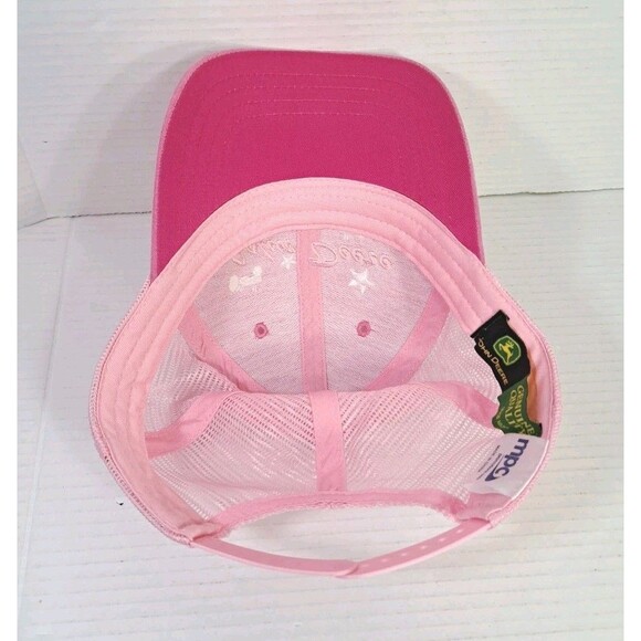 John Deere Pink Mesh Trucker Hat Women’s Snapback Cap Tractor Stars Logo - Picture 6 of 7